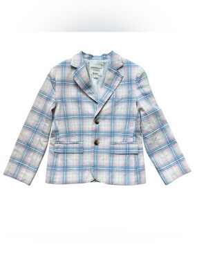 Janie and Jack Pastel Plaid Linen Blend Blazer Jacket Preppy Easter Spring Sz 6